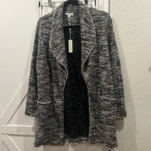 NWT Max Studio Tweed Sweater Jacket Black/White Size Small